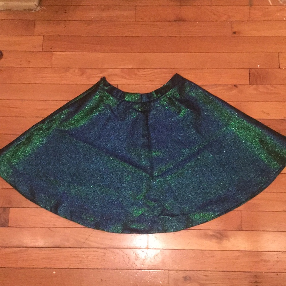 Green and blue sparkling skirt